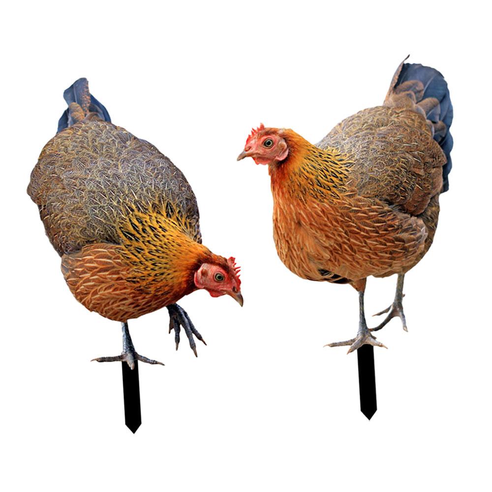 Decorative Hen Garden Stake Patio Stakes Decoration Yard Art Animal Statue Stakes for Patio Garden Pathway Outdoor Backyard