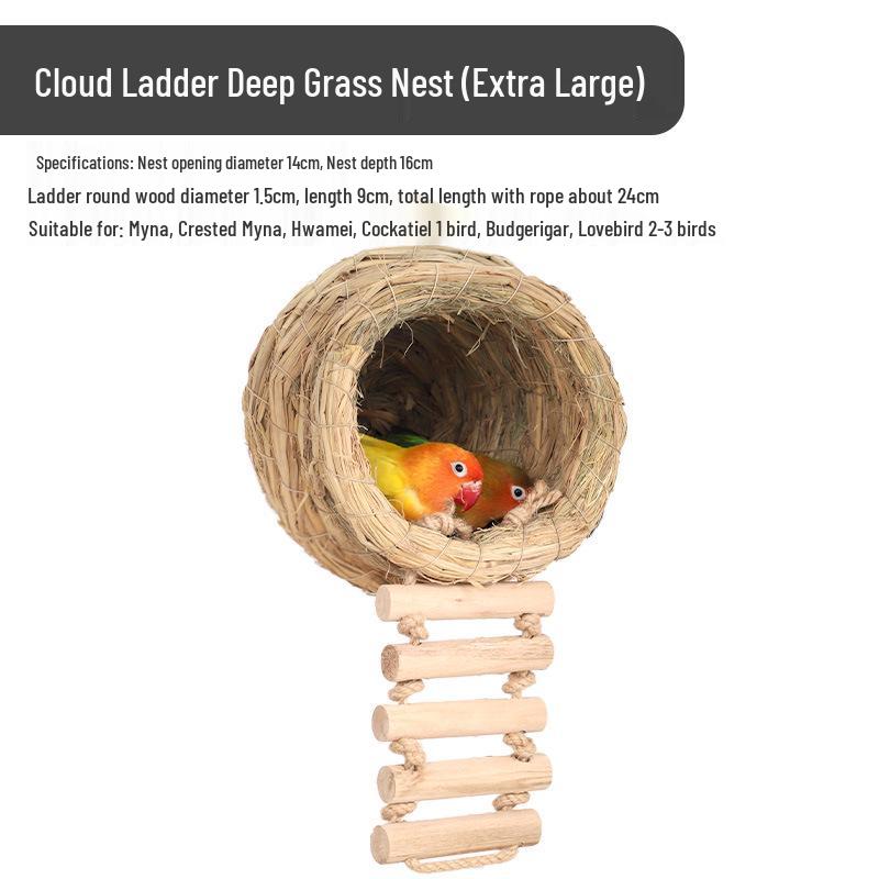 Cockatiel Egg-Laying Nest: Handwoven Tiger Grass Insulated Bird Nest for Warmth and Comfort