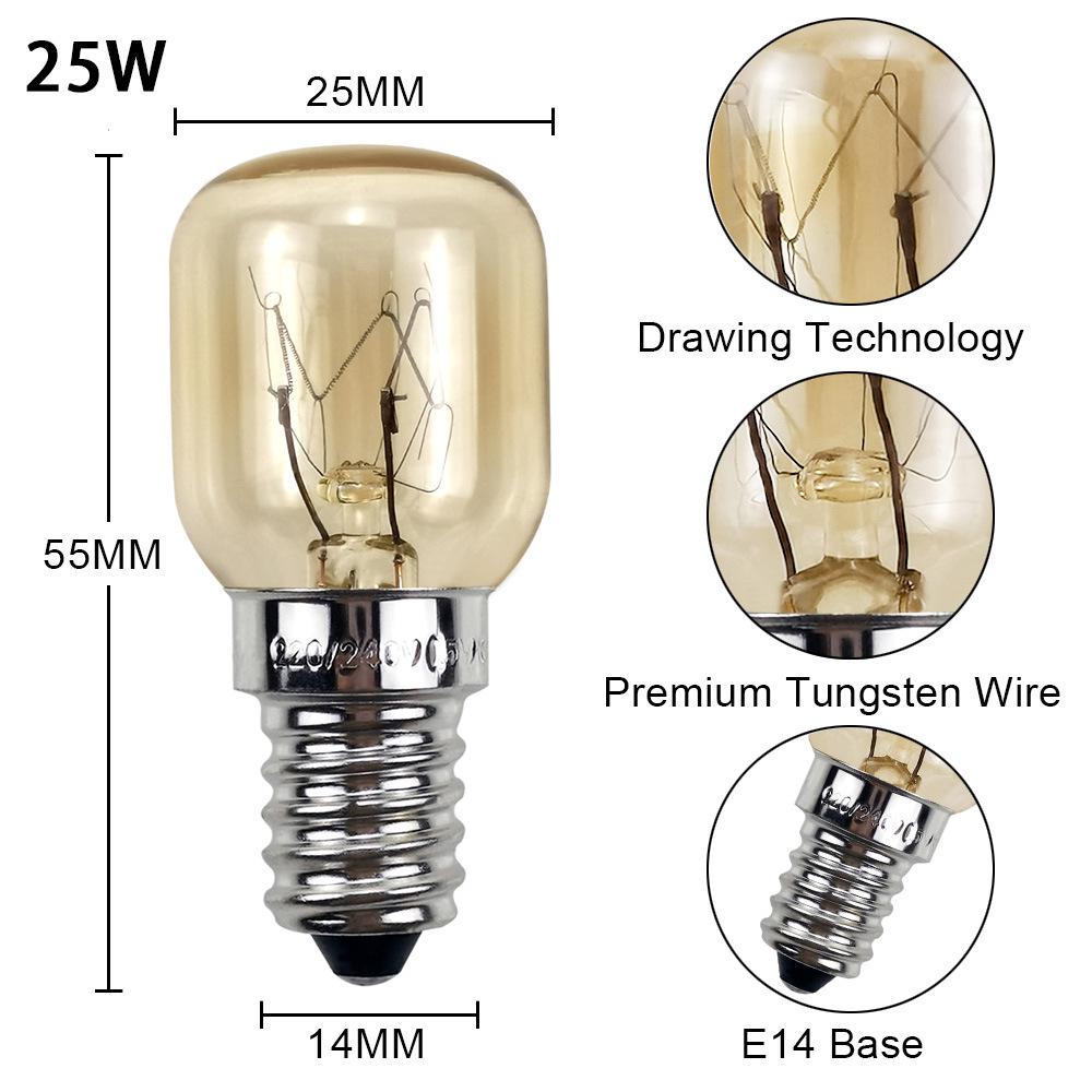 E14 High-Temperature Resistant Oven & Microwave Light Bulb, 15W/25W - Fits Himalayan Salt Lamps