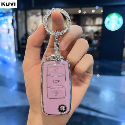 TPU Car Flip Key Case Cover Shell for Volkswagen VW Polo Golf Passat Tiguan Beetle Caddy T5 Up Eos Skoda Octavia Seat Leon Altea
