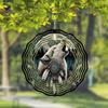 Howling Wolf Wind Spinner 10 Inch 2D Laser Cut Metal Art Decor 360 Rotating Hook for Outdoor Indoor Garden Yard Rustic Home Gift