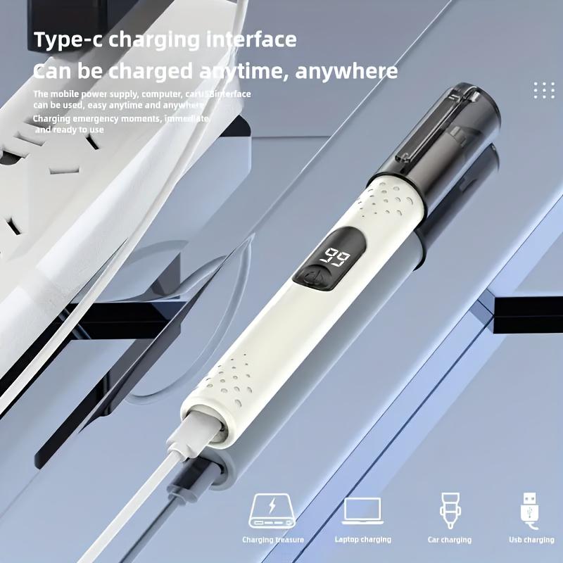 Professional Men's and Women’s, Painless Eyebrow, Nose & Hair Trimmer with Mini USB Rechargeable Lithium Battery – Smart Digital Power Display Cord