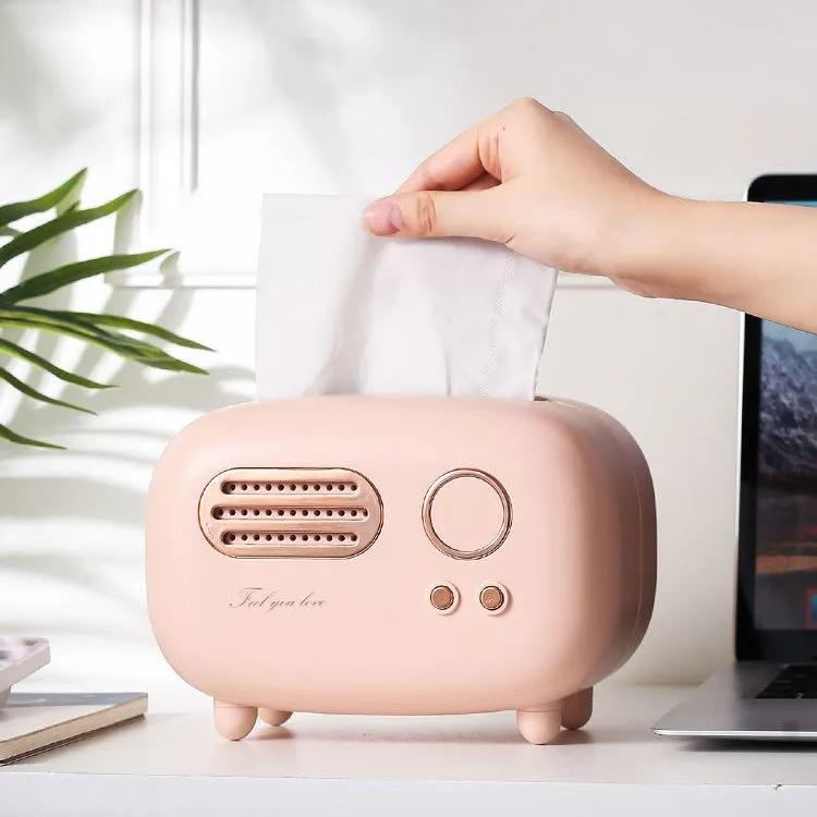 Retro Radio Model Tissue Box Desktop Paper Holder Napkin Case Organizer Ornament Home Decoration Durable Living Room Table Tissue Paper Storage Box