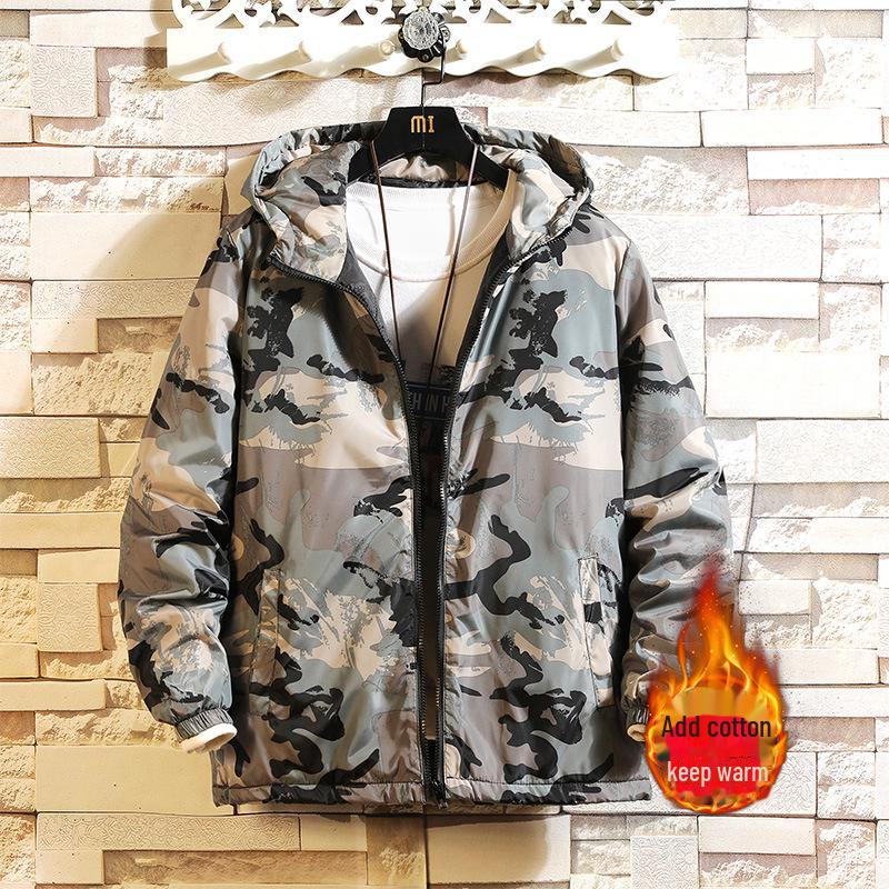 Men's Korean Camouflage Cotton Winter Coat for High School Students
