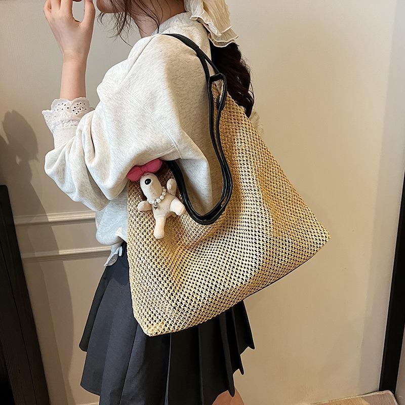 Seaside vacation bag women's new woven tote bag large capacity casual versatile shoulder armpit bag