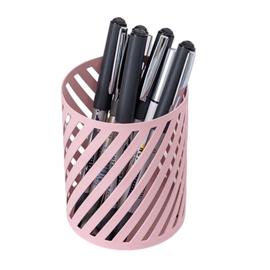 

Pen Holder Nordic Style Electroplated Matte Finish Large Capacity Desk Organizer with Rubber Base Office Accessories Round