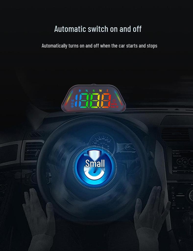 Universal Car HUD Head-Up Display with BeiDou GPS, Altitude, Date, and Colorful Speedometer