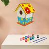 3D Painting Puzzle Bird House DIY Wooden Assembly Model Building S with 12 Color Pigments & Brush
