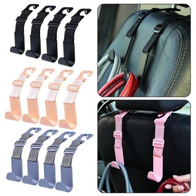 4Pcs Car Headrest Hooks Bag Hanger Seat Back Organizer Clips Automatic Fastening