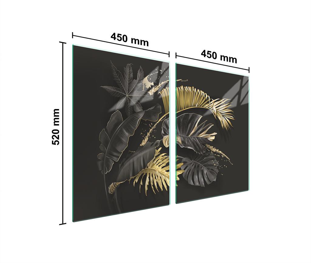 Glass protective plate for stove 2x45x52 Leaf