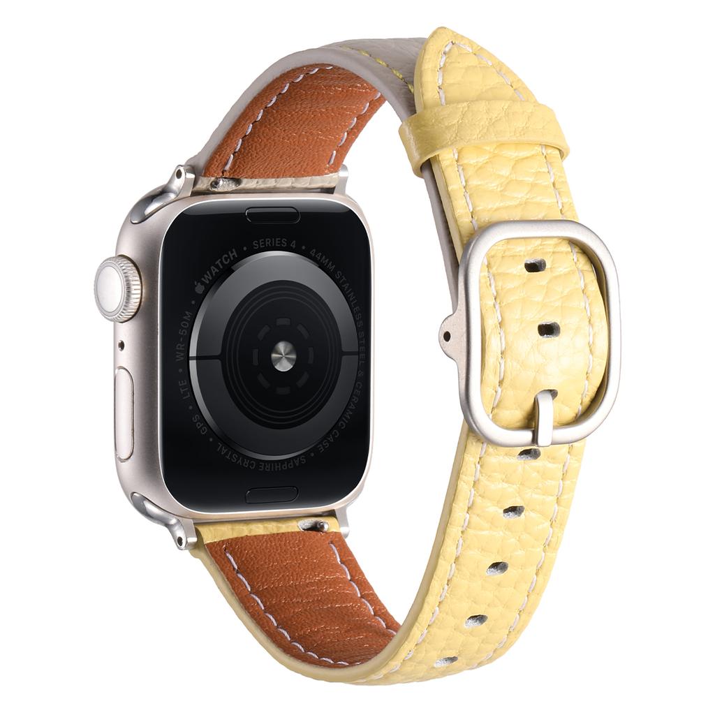 Watch Band for Apple Watch Series 10 9 8 7 SE 6 5 4 3 2 1 42mm 41mm 40mm 38mm Litchi Texture Genuine Cow Leather Strap