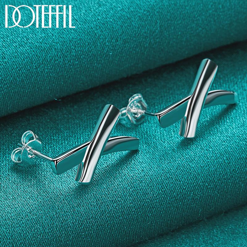 925 Sterling Silver Geometric Earrings Party Fashion Wedding Jewelry