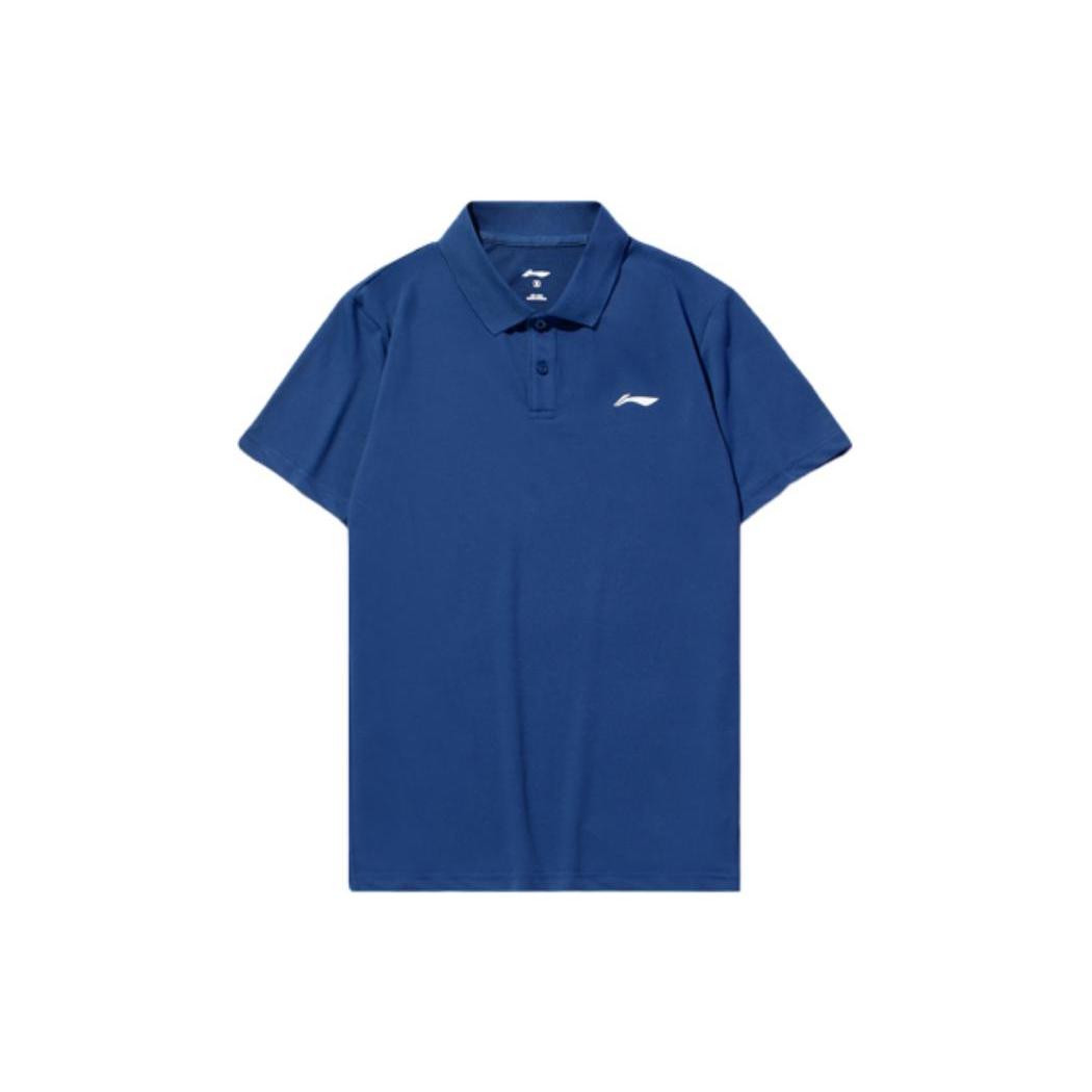 Li Ning Training Series Polo Shirts Men s Blue Polo Collar Moderate Straight Fit YPLT023-3 S