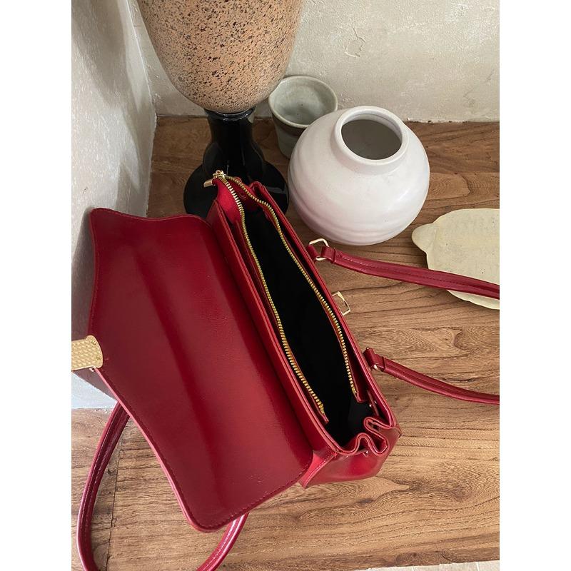 Borsa Rossa Festiva per Donna Nuova Borsa da Sposa Texturizzata Borsa a Mano Versatile con Temperamento Grande Capacità Monospalla Borsa da Matrimonio