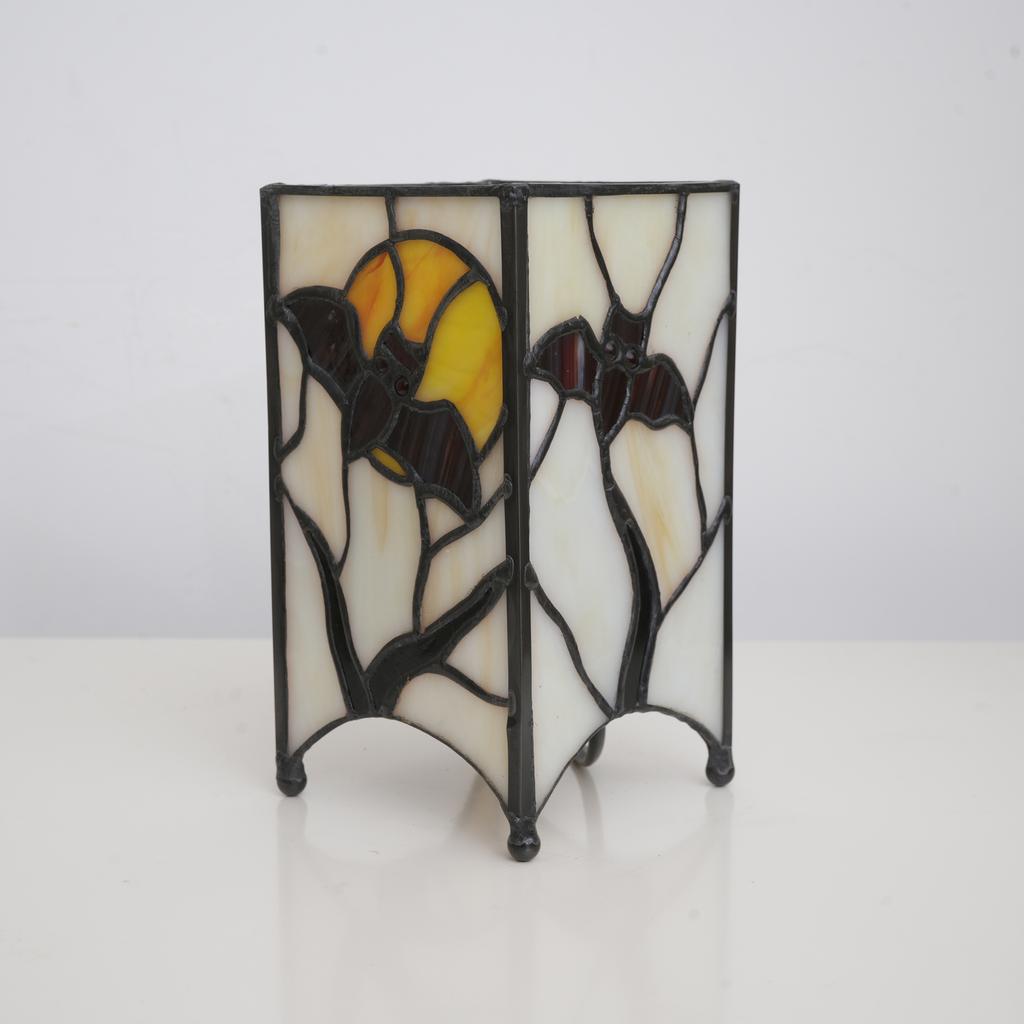 Mosaic Colored Glass Bedside Table Lamp for Bedroom, Small Night Light, Stained Glass Desk Lamp for Halloween and Christmas Gift