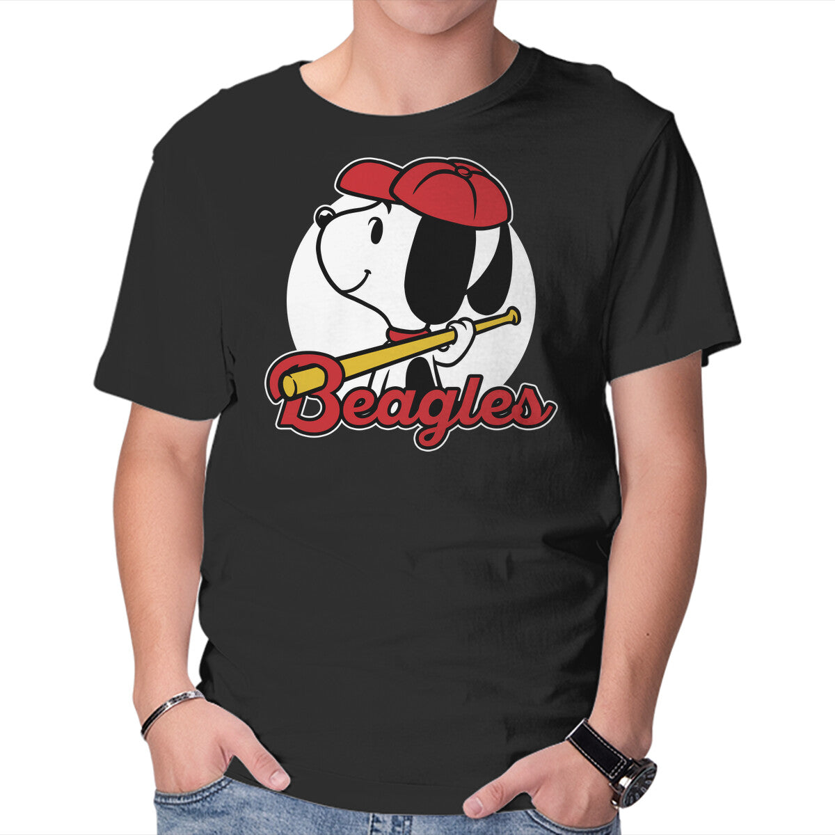 Unisex Crew Neck T-Shirt Comic Beagle Baseball Graphic Short Sleeve Casual Tee XXL