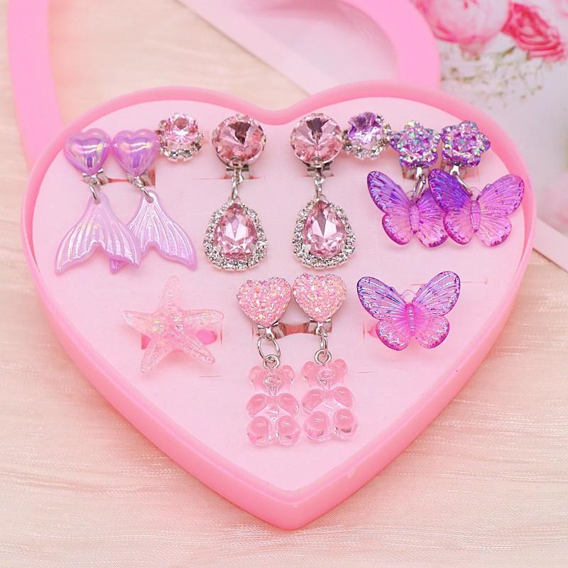 Set di orecchini ad anello per bambina sirena Orecchini per bambini carini transfrontalieri orecchini per ragazze senza buchi