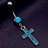Rhinestone Crucifix Belly Button Ring Punk Belly Piercing Jewelry Trendy Cross Navel Ring  Couple