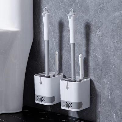 Wall Mounted Toilet Brush Replacement Long Handled Silicone Toilet Brushes Quick Drying Soft Bristles Toilet Bidet Bathroom Set