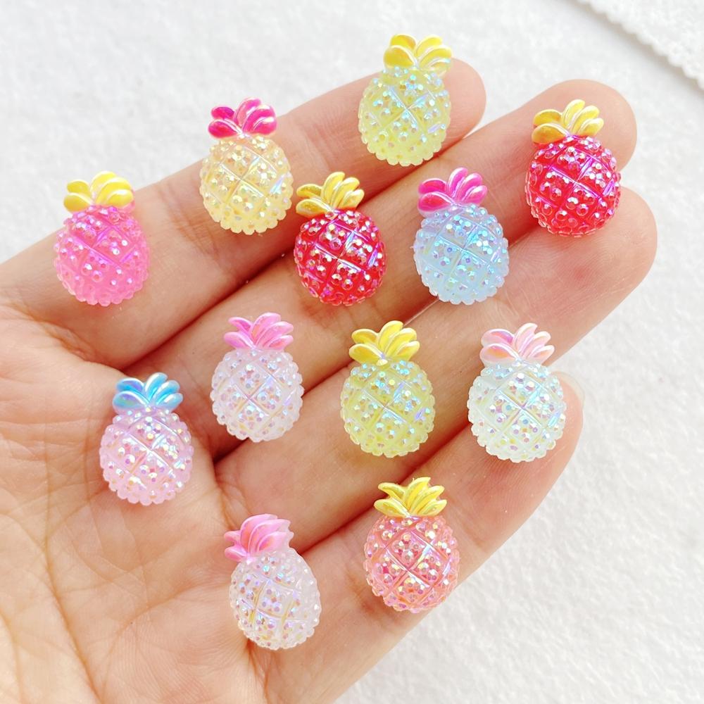 

30pcs Resin Colorful Painted Shiny Mini Pineapples Figurine Flatback Stone Scrapbook DIY Manicures Appliques Accessories Crafts