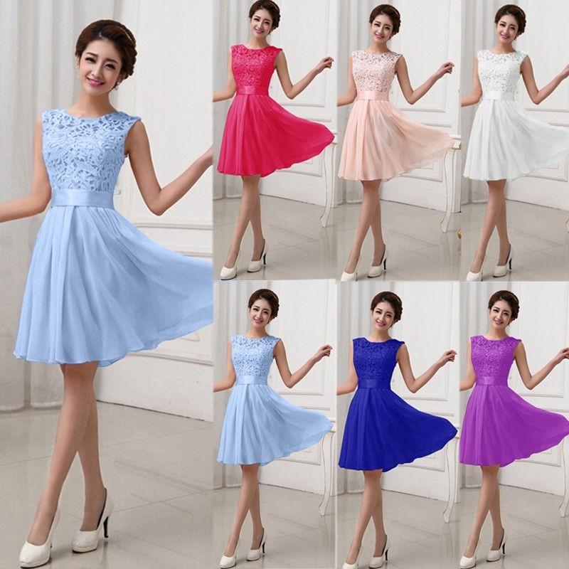 Elegantes Damen Kurz- und Langformales Abendparty-Ballkleid Abschlussball Brautjungfernkleid