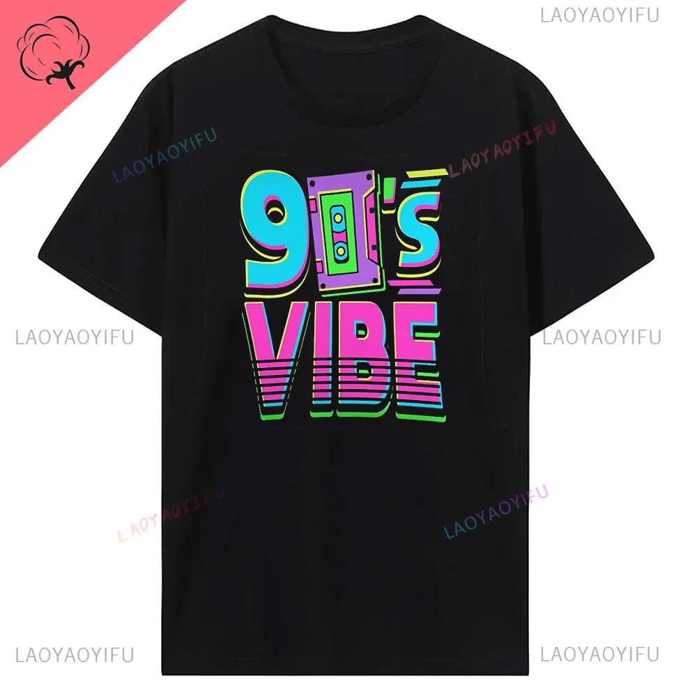 90s Vibe 1990 Style Fashion 90 Theme Outfit Nineties Costume TShirt Funny Graphic Tee Tops Unisex Fashion Clothing Cotton Tees