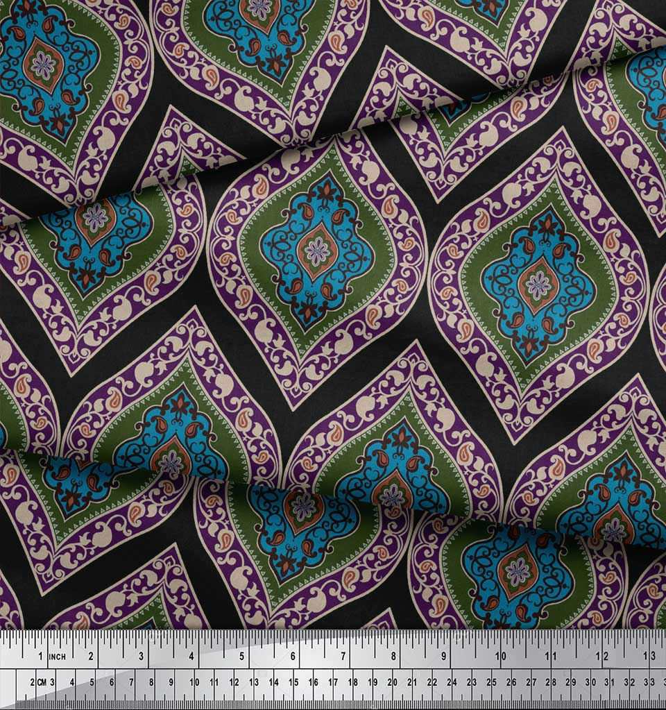 Soimoi Tkanina z czarnej krepy polietylenowej Bezszwowa tkanina z nadrukiem adamaszkowym na metry 42 cale