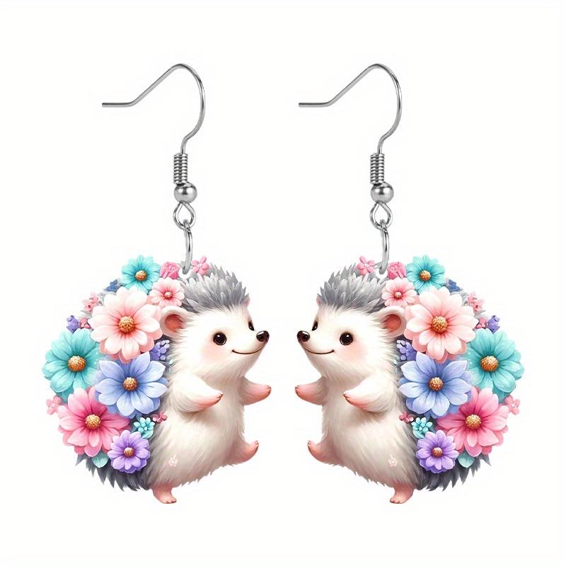 Niedliche Igel Acryl Ohrringe für Frauen Y2K Mode Hängeohrringe Tier Ohrringe Trendige Damenohrringe Geburtstags- und Feiertags Ohrring Schmuck Geschenk