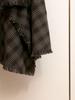 Autumn/Winter French Retro Plaid A-line Skirt with Irregular Frayed Edges