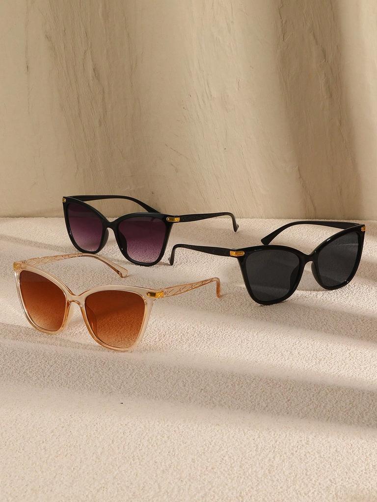 2/3/4 PCS Fashion Cat Eye Plastic Frame Women Sunglasses For Men Daily Life Shades Eyewear Accessories.