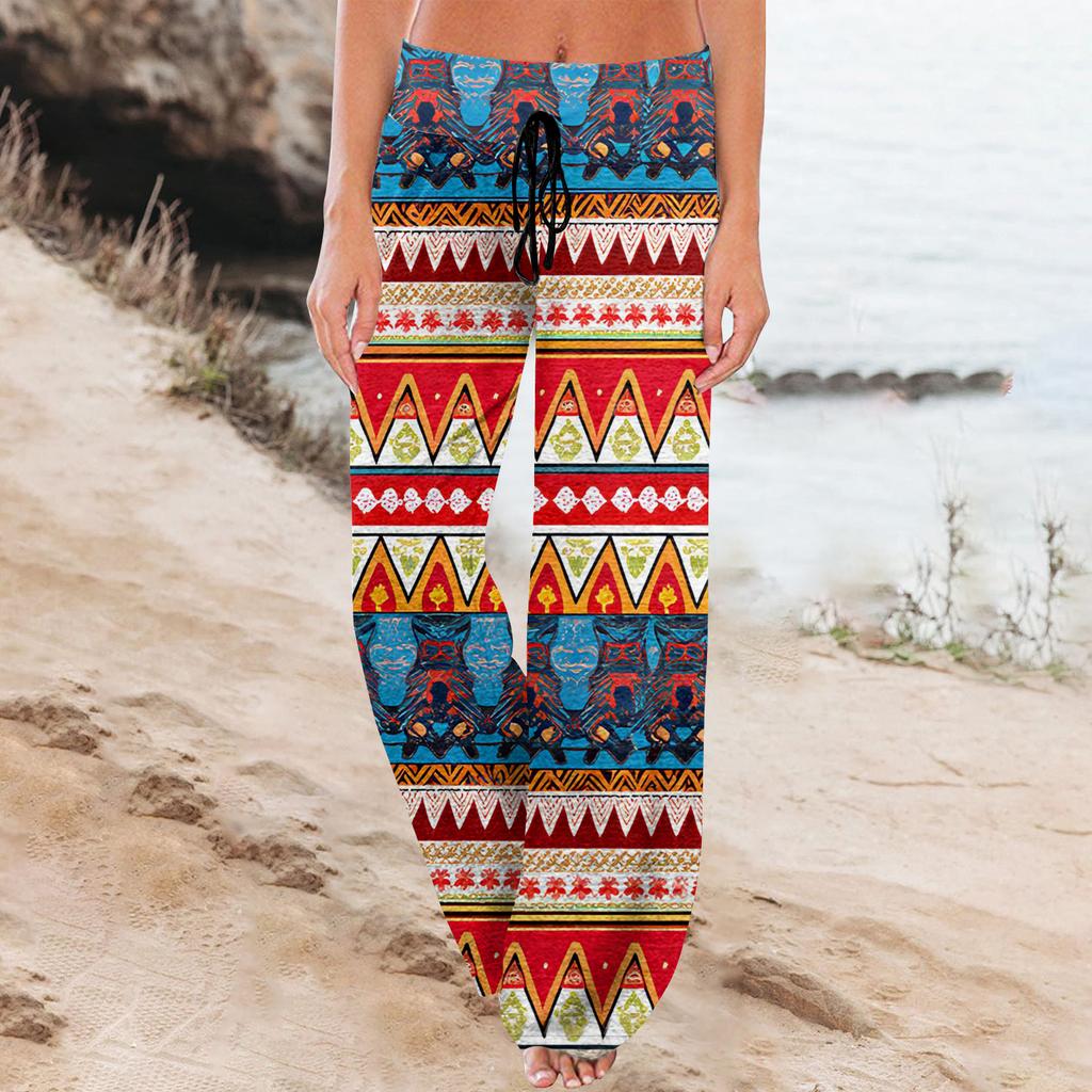 Women's Fashion Loose-Fit Drawstring Elastic Waist Casual Printed Pants