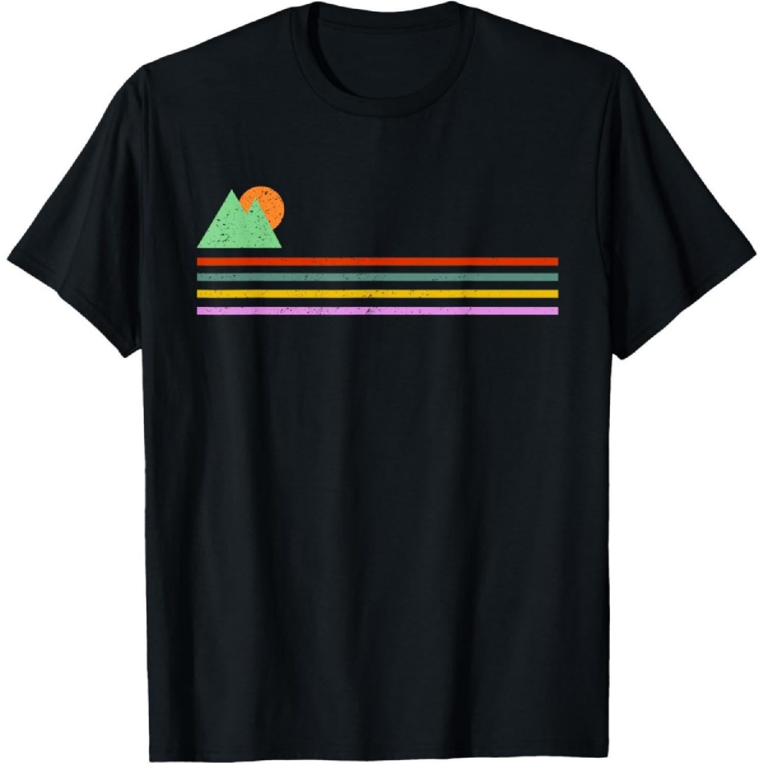 Retro Sunrise Drawing Minimal Abstract Sun Retro Color Art T-Shirt S