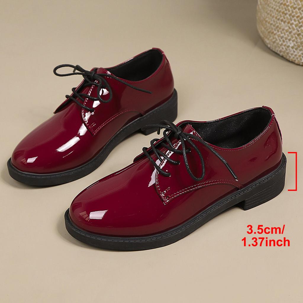 British style small leather shoes women's new lace-up foreign trade large size loafers spring retro single shoes