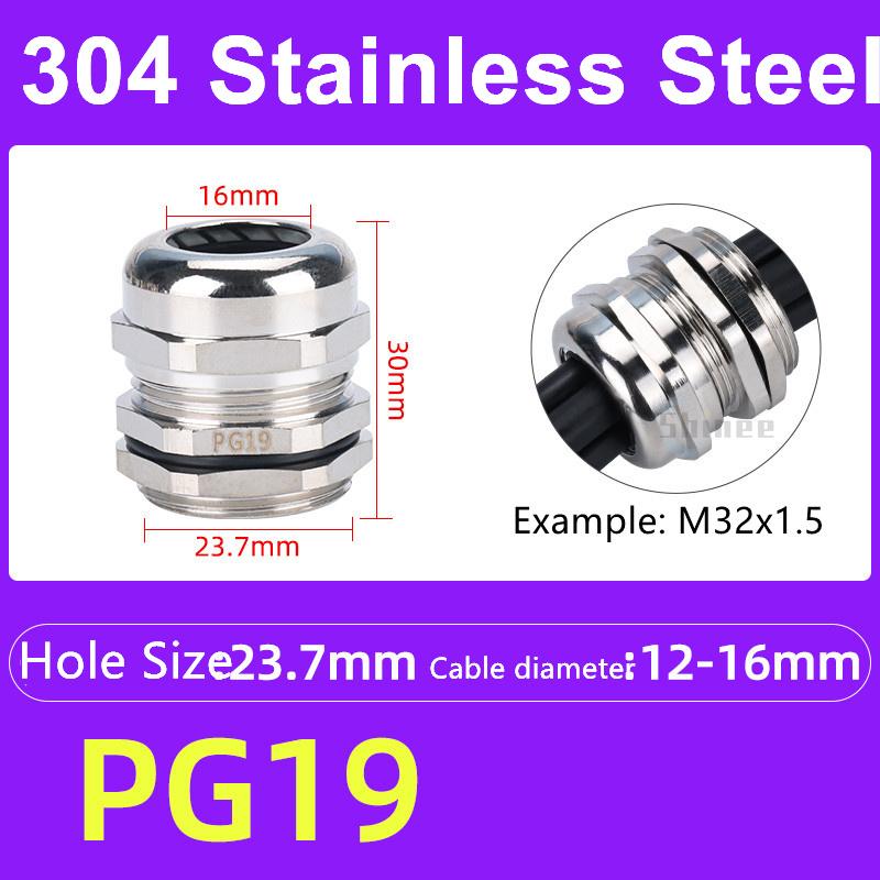 1Pcs Waterproof Cable Gland 304 Stainless Steel Glands IP68 PG7 PG9 Metal Joint PG13.5 PG16 Cable Fixing Seal Joint Fit 3-52mm
