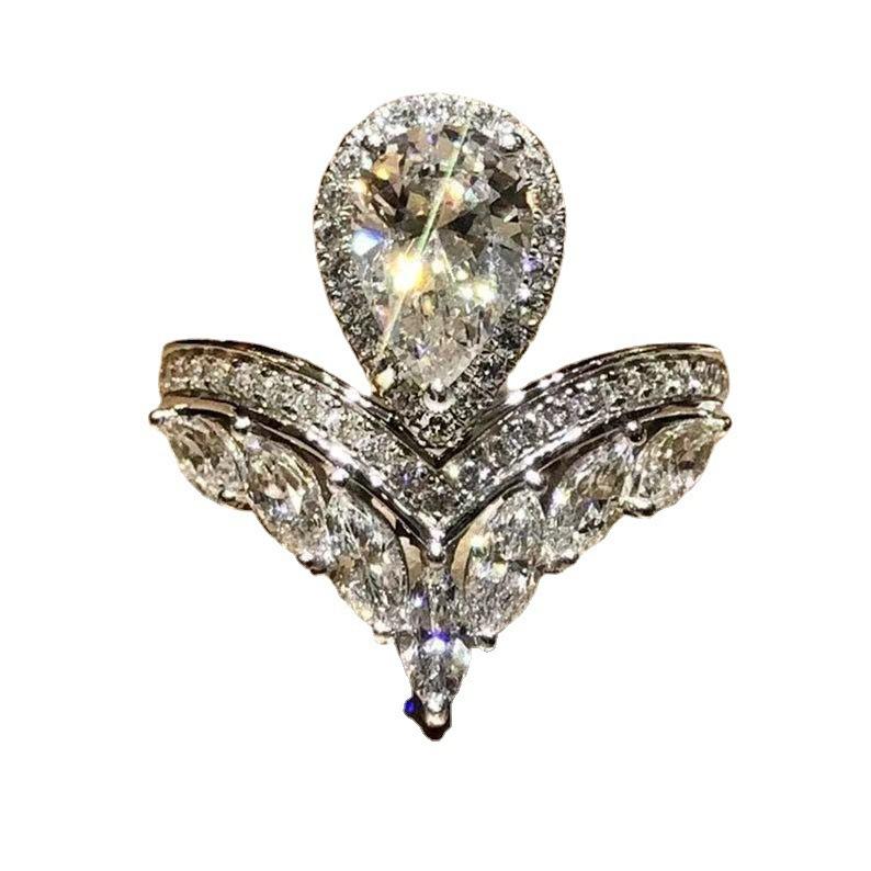 Viya Is On Sale, Popular Geometric Crown, Water Drop, Horse Eye, Zircon, Pear-Shaped Ring, Direct Supply.