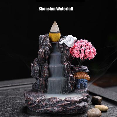 Backflow Incense Holder Waterfall Incense Burner Home Decor Aromatherapy Ornament Incense Cones with Backflow Incense Cones