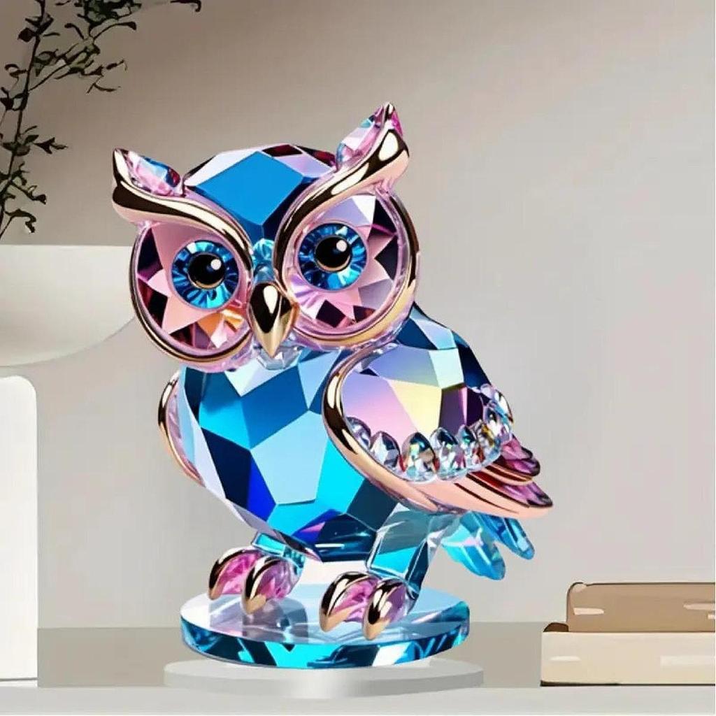 Owl Ornament,Boho Decoration Animal Gift,Acrylic Modern Accents,Home Decor for