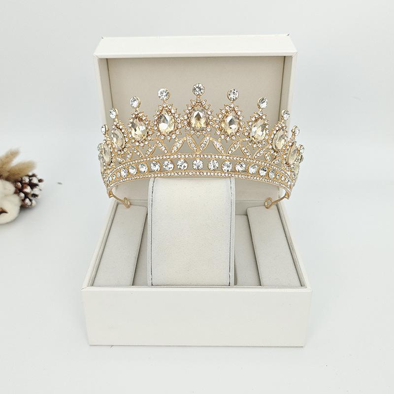 European Style Bridal Crown Accessories Tiara Wedding Dress Tiara Alloy Rhinestone Headband Queen Birthday Party Crown