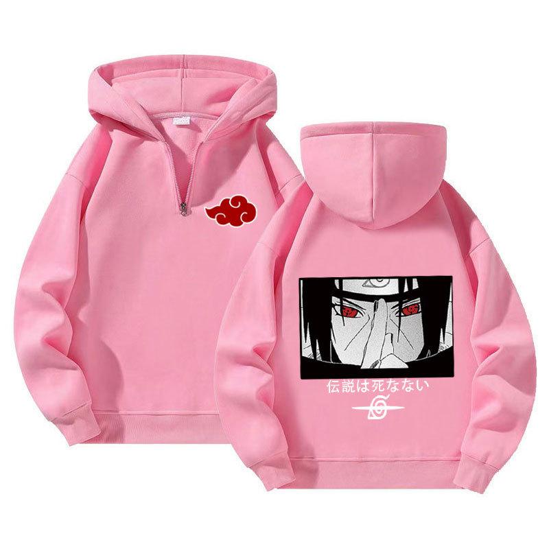 Japanska Anime Naruto Huvtröjor Herr Kawaii Harajuku Manga Grafisk Dragkedja Uchiha Itachi Sasuke Tryckt Streetwear Sweatshirts Unisex Pullovers Toppar