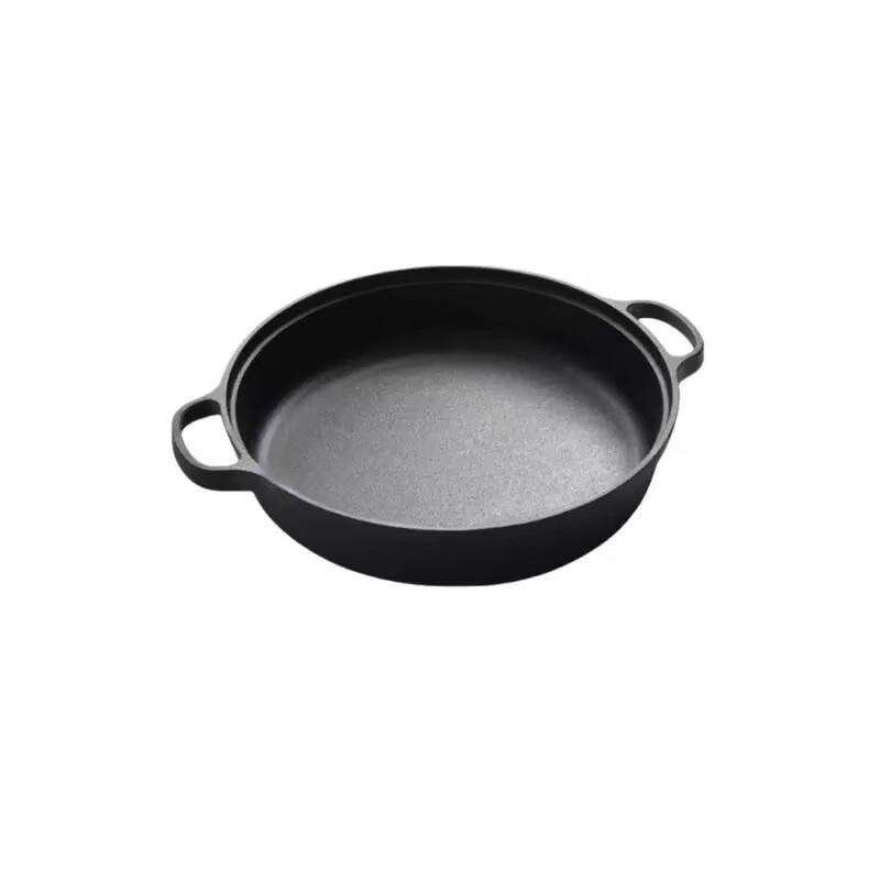 Wutuo Cast Iron Double-Handle Frying Pan with Glass Lid