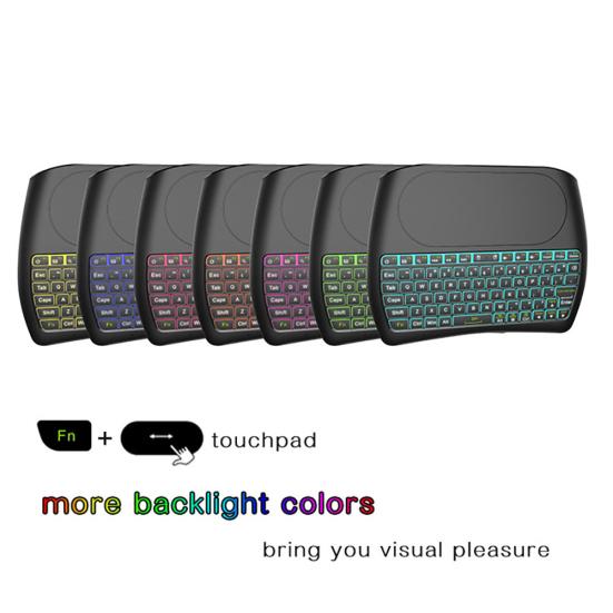 D8 Mini Colorful Backlight Wireless Keyboard Air Mouse Touchpad for Smart TV