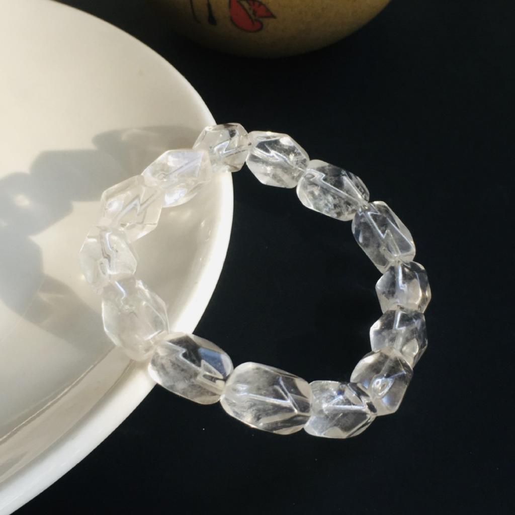 Natuurlijk wit kristal freeform tondeuse kraal facet geslepen armband Onregelmatige Witte Kristal Armband