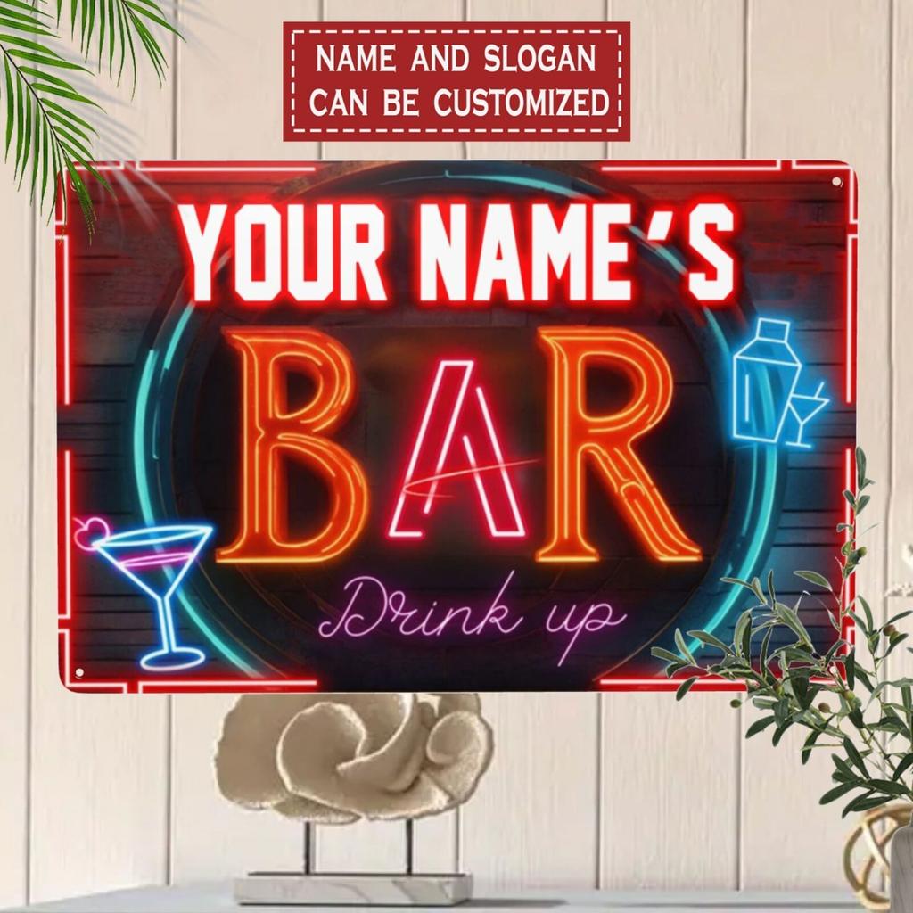 Personalized Retro Metal Neon Sign Wall Art Home Pub Club Decor