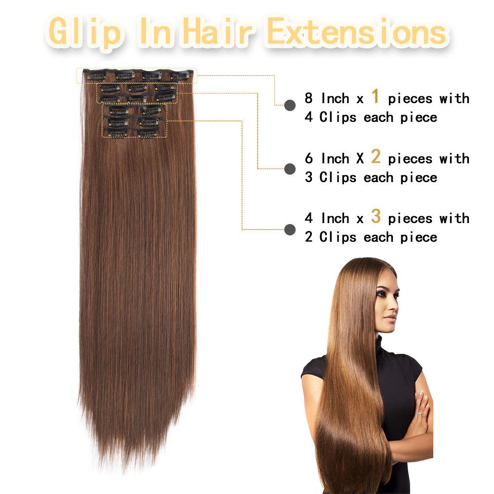 6Pcs/Set Clip-in Hair Extensions Long Straight Hair for Full Head Synthetic Hairpiec for Women Ladies