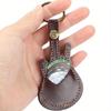 Leather Guitar Pick Bag Guitar Pick Holder Case Guitar Shape with Key Ring 5pcs Celluloid Picks String Instrument Accessories