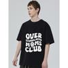 Overstimulated Moms Club T-Shirt Black White Text and Skull Graphic Design for Casual Wear