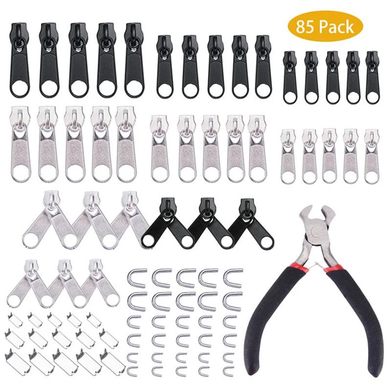 85 Stück/Set Reißverschluss Reparaturset Einfache Reparatur Reißverschluss Schieberkopf Zipper Puller Verschluss Universalersatz Defekt/Tragbar Haushalt Abnehmbar