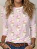 Women Christmas T‑Shirt Long Sleeve 3D Santa Claus Print Tees Casual Street Female Festival O‑Neck Fashion Top Women's Clothes