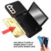 Solid Color Drop-Proof Phone Case with Card Holder & Mirror for Samsung S21/S30