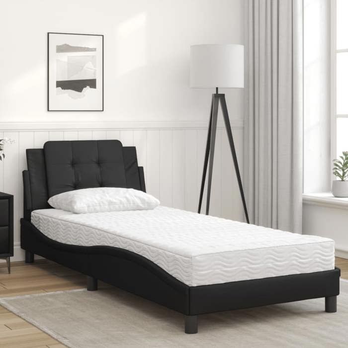 VidaXL Bed with Mattress, Upholstered Bed with Headboard Cushion, Single Bed, Adult Bed, Bedroom Furniture 3208831